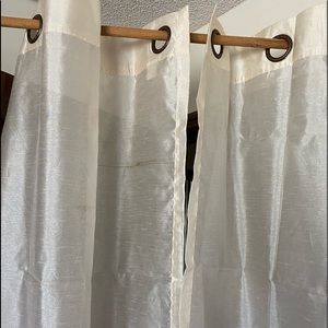 Sheer Panels 2 Cream 6 Brass Rings 100% Polyester